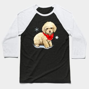 Poodle Puppy with Christmas Bow Baseball T-Shirt